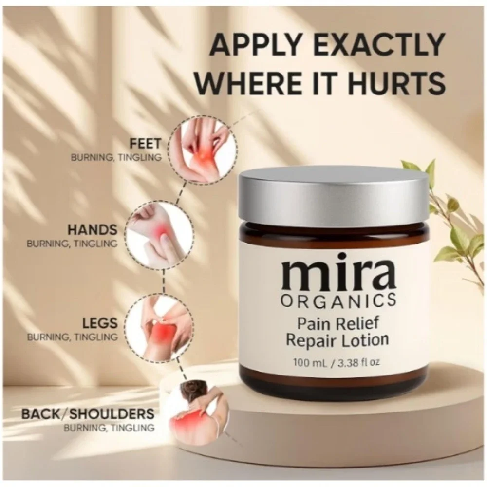 Mira Organics Pain Relief Repair Lotion 100ml Muscle Joint Nerve Support Cream